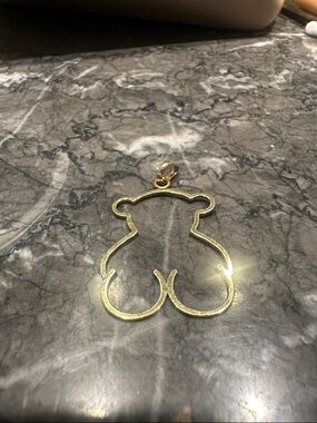 Gold Tone Teddy Bear Outline Pendant